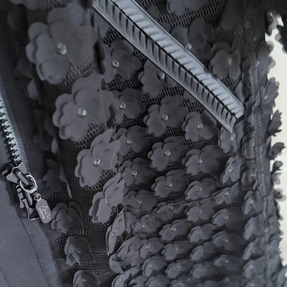 Byron Lars 10 Black Laser Cut Coat with Floral Interior - Picture 3 of 8